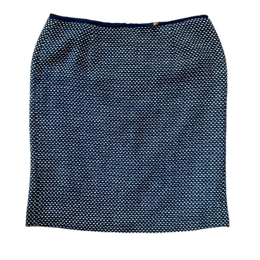 Tory Burch Tweed Navy Cream Gold Skirt